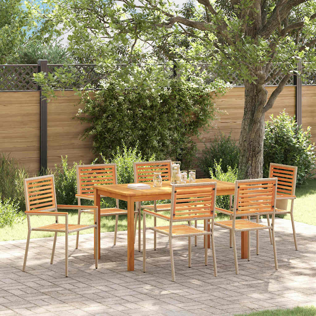 Garten Essgruppe 7 pcs Beige Massivholz Akazie