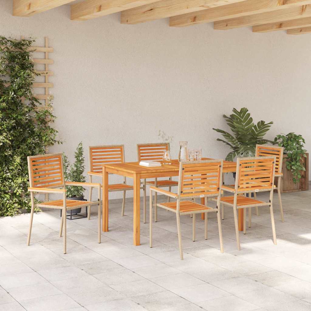 Garten Essgruppe 7 pcs Beige Massivholz Akazie