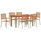 Garten Essgruppe 7 pcs Beige Massivholz Akazie