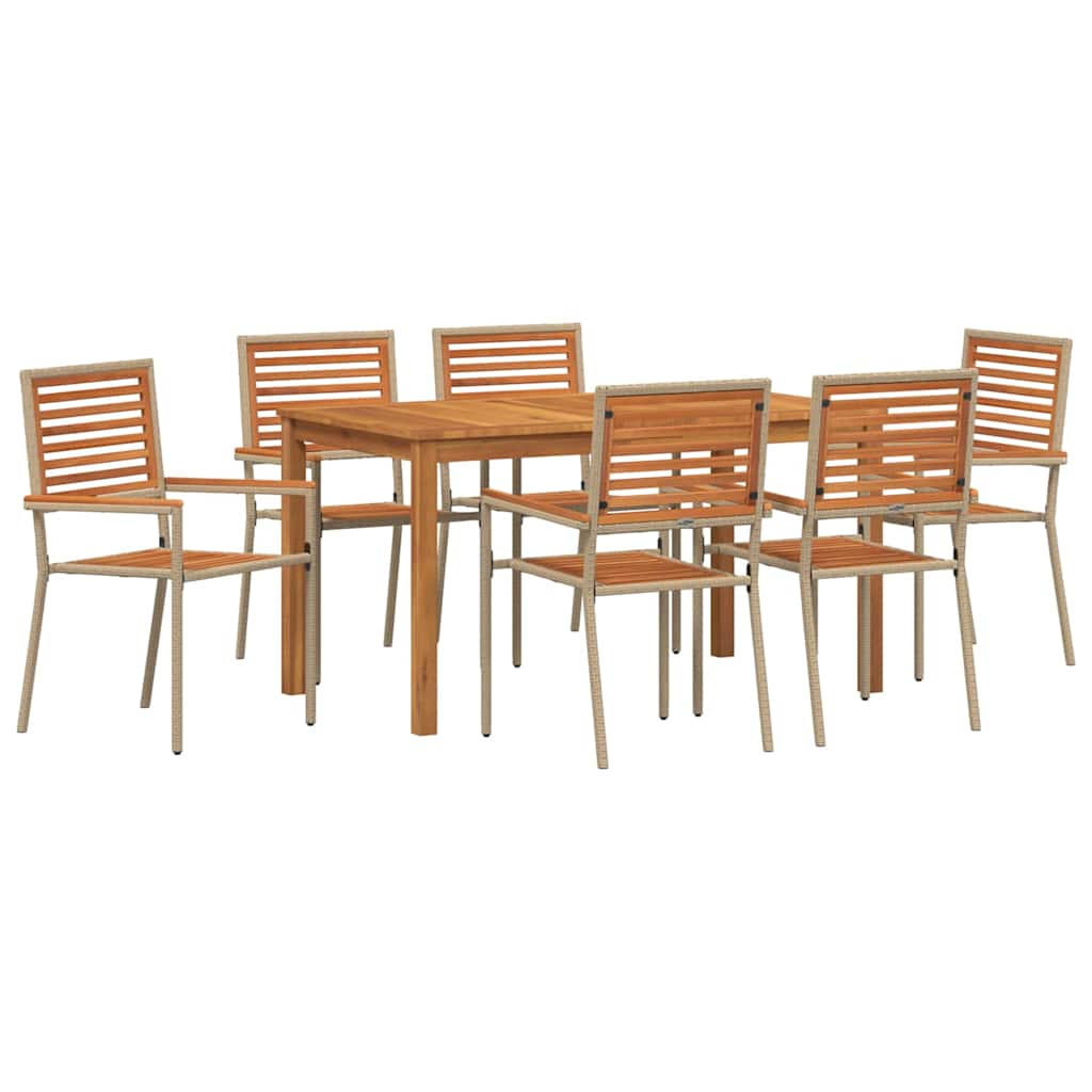 Garten Essgruppe 7 pcs Beige Massivholz Akazie