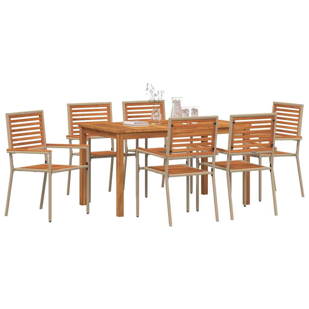Garten Essgruppe 7 pcs Beige Massivholz Akazie