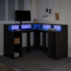 Schreibtisch mit Regal Schwarz Eichen-Optik 130 x 130 x 91 cm
