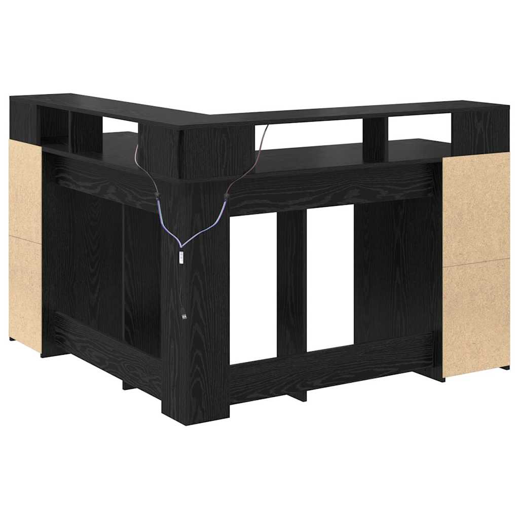 Schreibtisch mit Regal Schwarz Eichen-Optik 130 x 130 x 91 cm