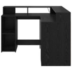 Schreibtisch mit Regal Schwarz Eichen-Optik 130 x 130 x 91 cm