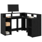 Schreibtisch mit Regal Schwarz Eichen-Optik 130 x 130 x 91 cm