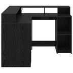 Schreibtisch mit Regal Schwarz Eichen-Optik 130 x 130 x 91 cm