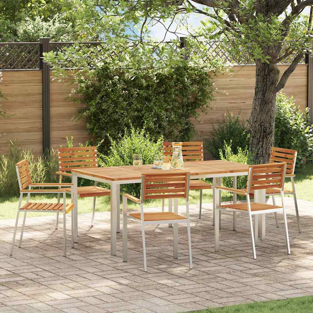 Garten Essgruppe 7 pcs Braun Massivholz Akazie