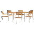 Garten Essgruppe 7 pcs Braun Massivholz Akazie