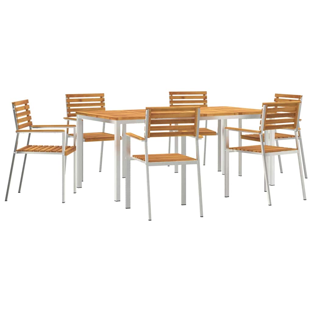 Garten Essgruppe 7 pcs Braun Massivholz Akazie