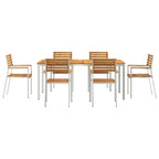 Garten Essgruppe 7 pcs Braun Massivholz Akazie