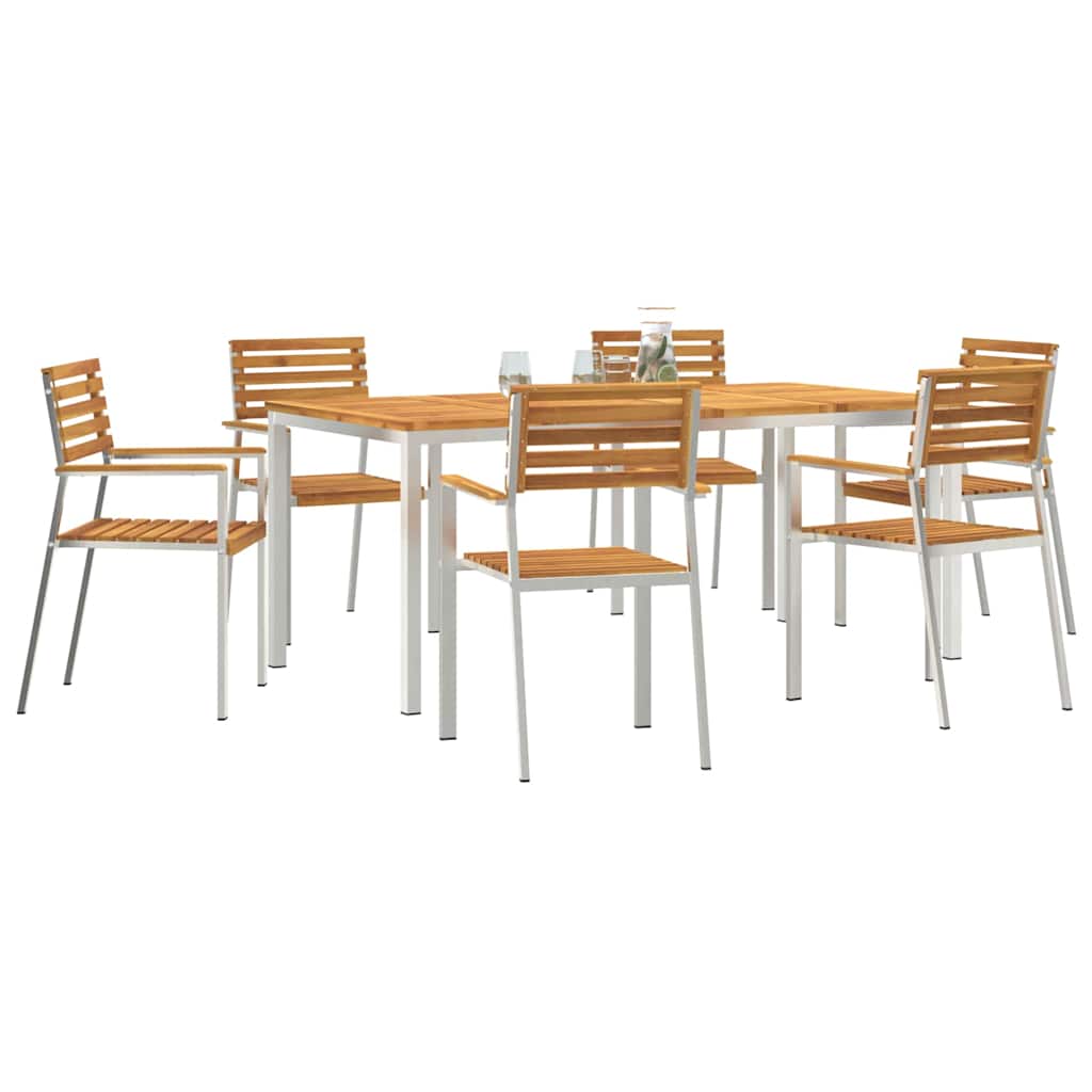 Garten Essgruppe 7 pcs Braun Massivholz Akazie