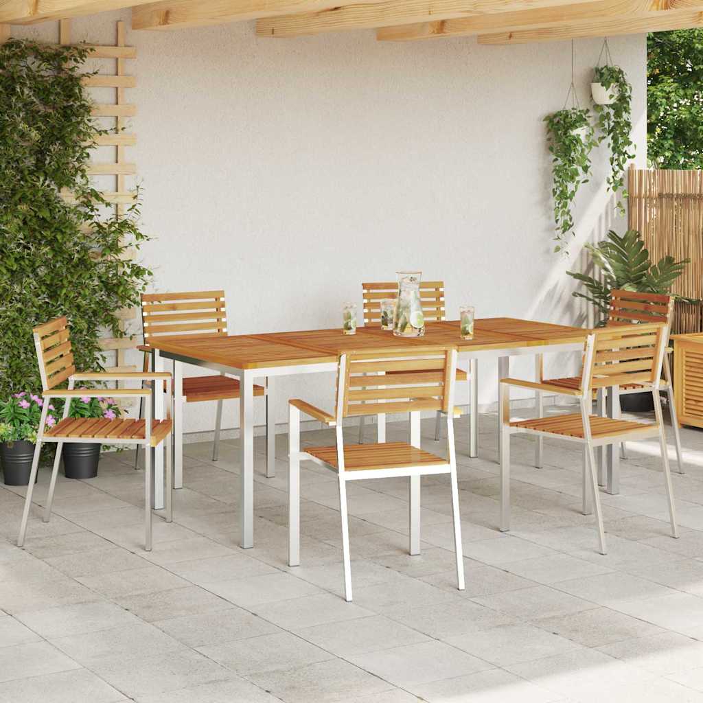 Garten Essgruppe 7 pcs Braun Massivholz Akazie