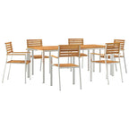 Garten Essgruppe 7 pcs Braun Massivholz Akazie