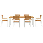 Garten Essgruppe 7 pcs Braun Massivholz Akazie