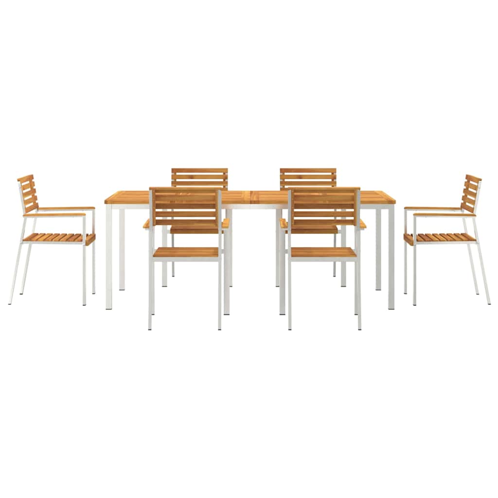 Garten Essgruppe 7 pcs Braun Massivholz Akazie