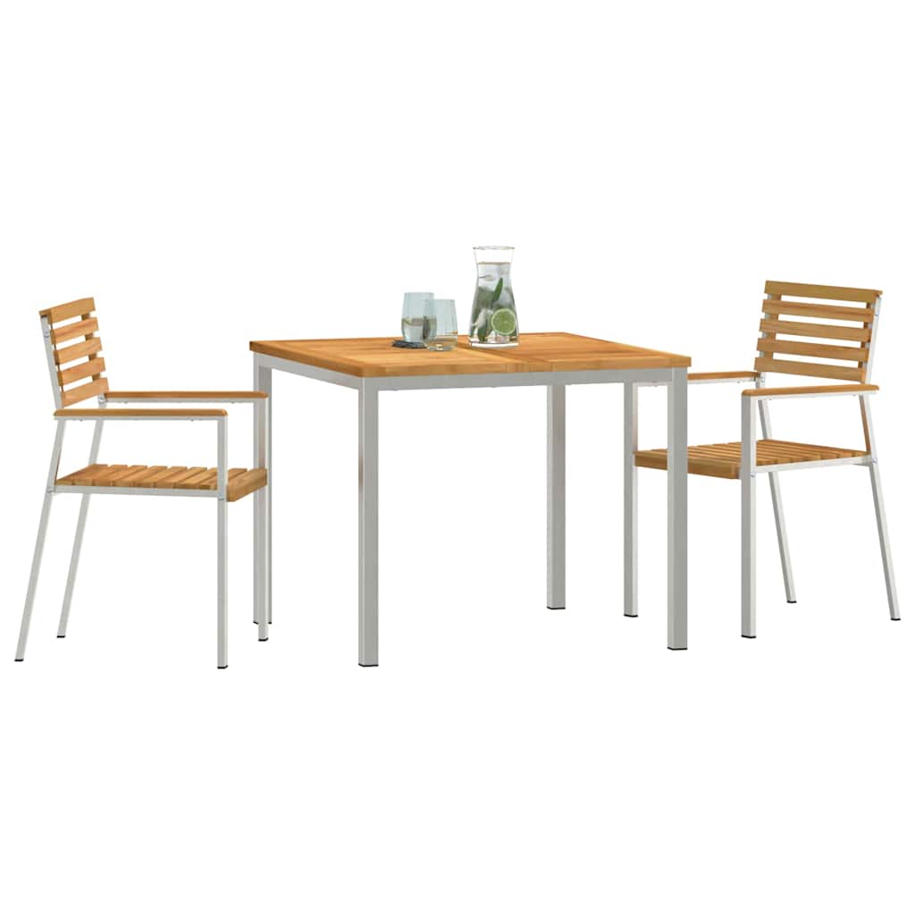 Garten Essgruppe 3 pcs Braun Massivholz Teak