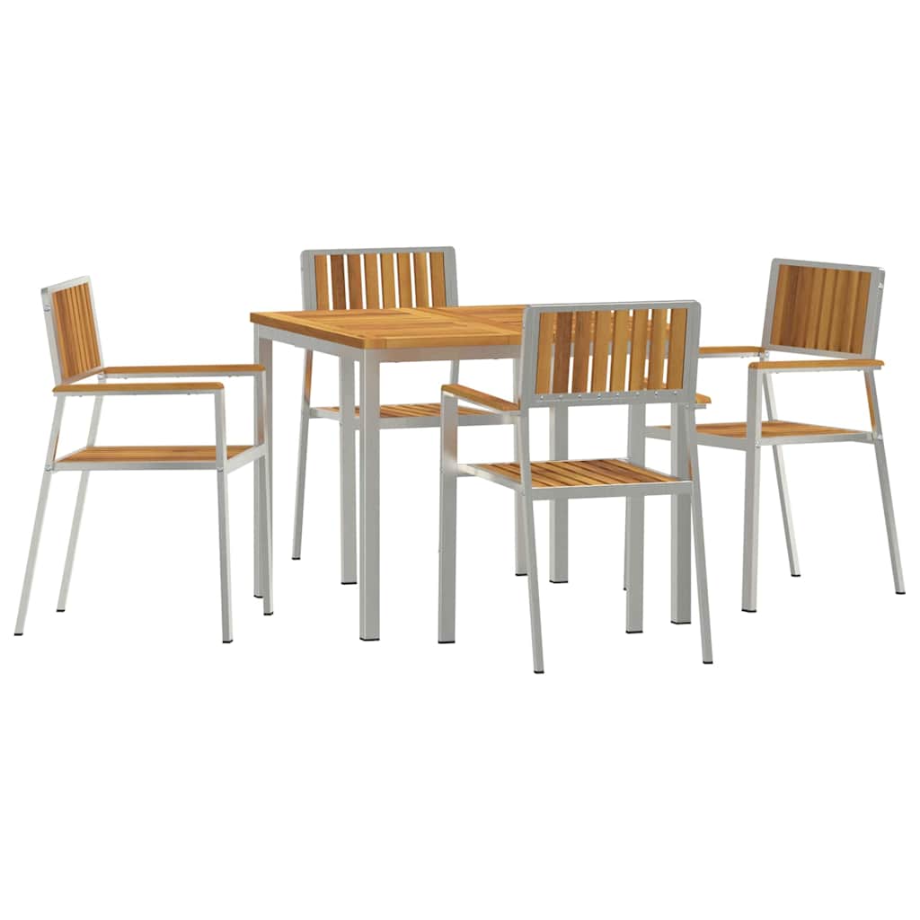 Outdoortisch-Set 5 pcs Braun Massivholz Akazie