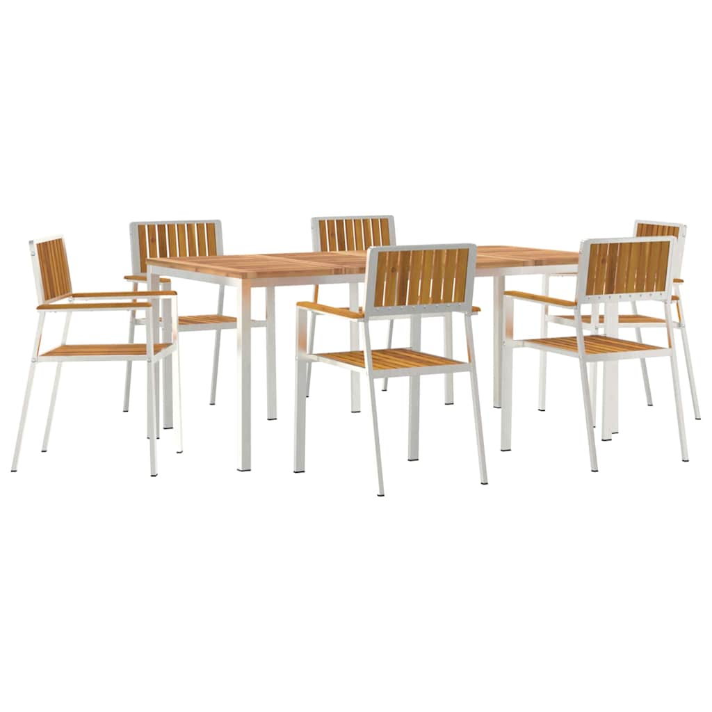 Outdoortisch-Set 7 pcs Braun Massivholz Akazie