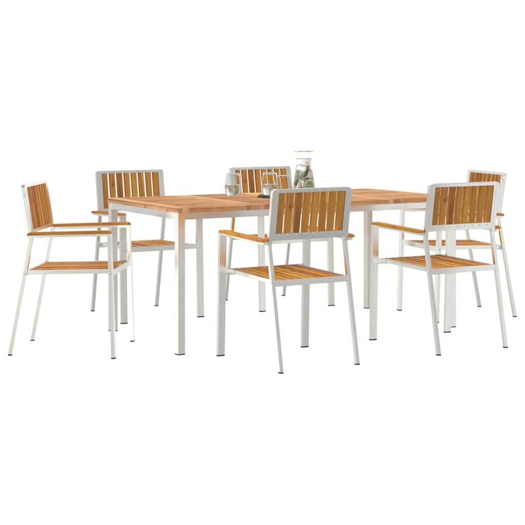 Outdoortisch-Set 7 pcs Braun Massivholz Akazie