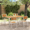 Outdoortisch-Set 5 pcs Braun Massivholz Teak