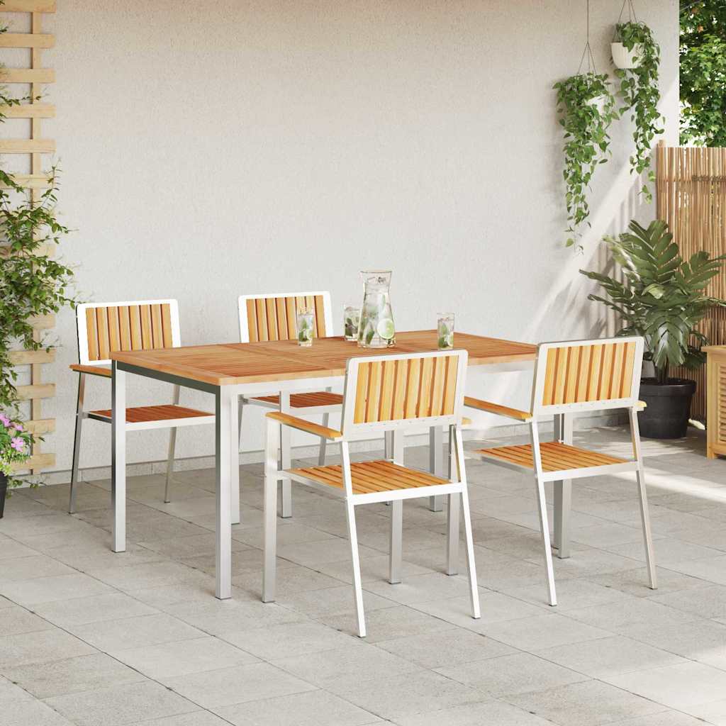 Outdoortisch-Set 5 pcs Braun Massivholz Teak