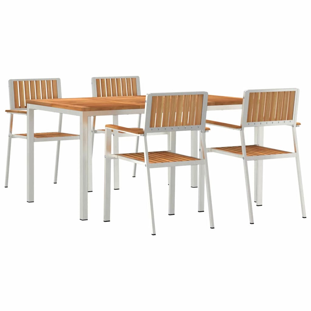 Outdoortisch-Set 5 pcs Braun Massivholz Teak