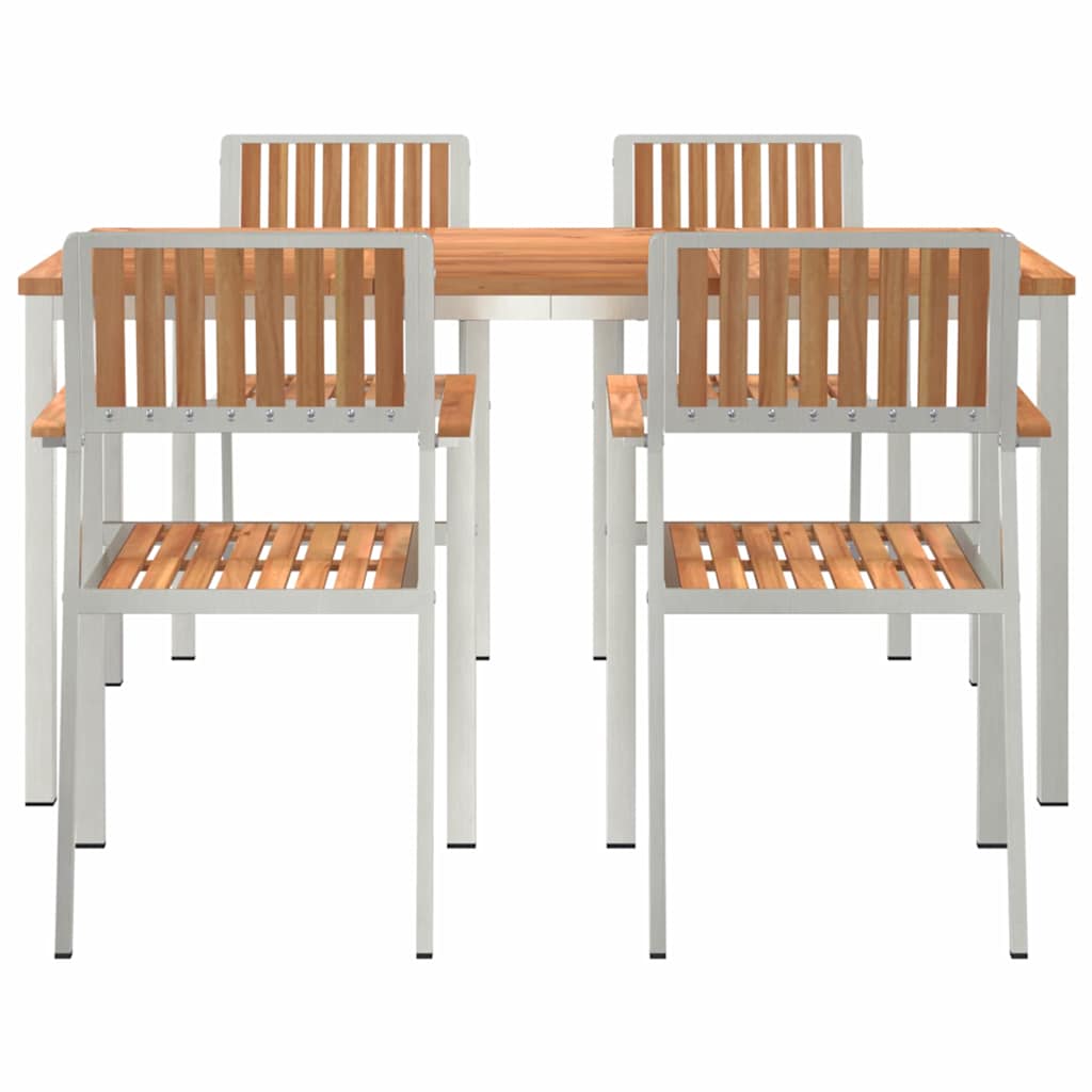 Outdoortisch-Set 5 pcs Braun Massivholz Teak