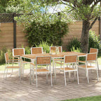Outdoortisch-Set 9 pcs Braun Massivholz Teak
