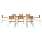 Outdoortisch-Set 9 pcs Braun Massivholz Teak