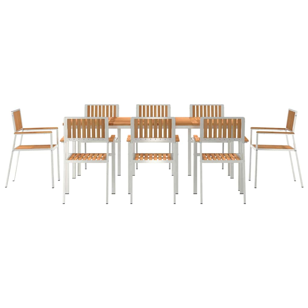 Outdoortisch-Set 9 pcs Braun Massivholz Teak