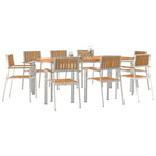 Outdoortisch-Set 9 pcs Braun Massivholz Teak