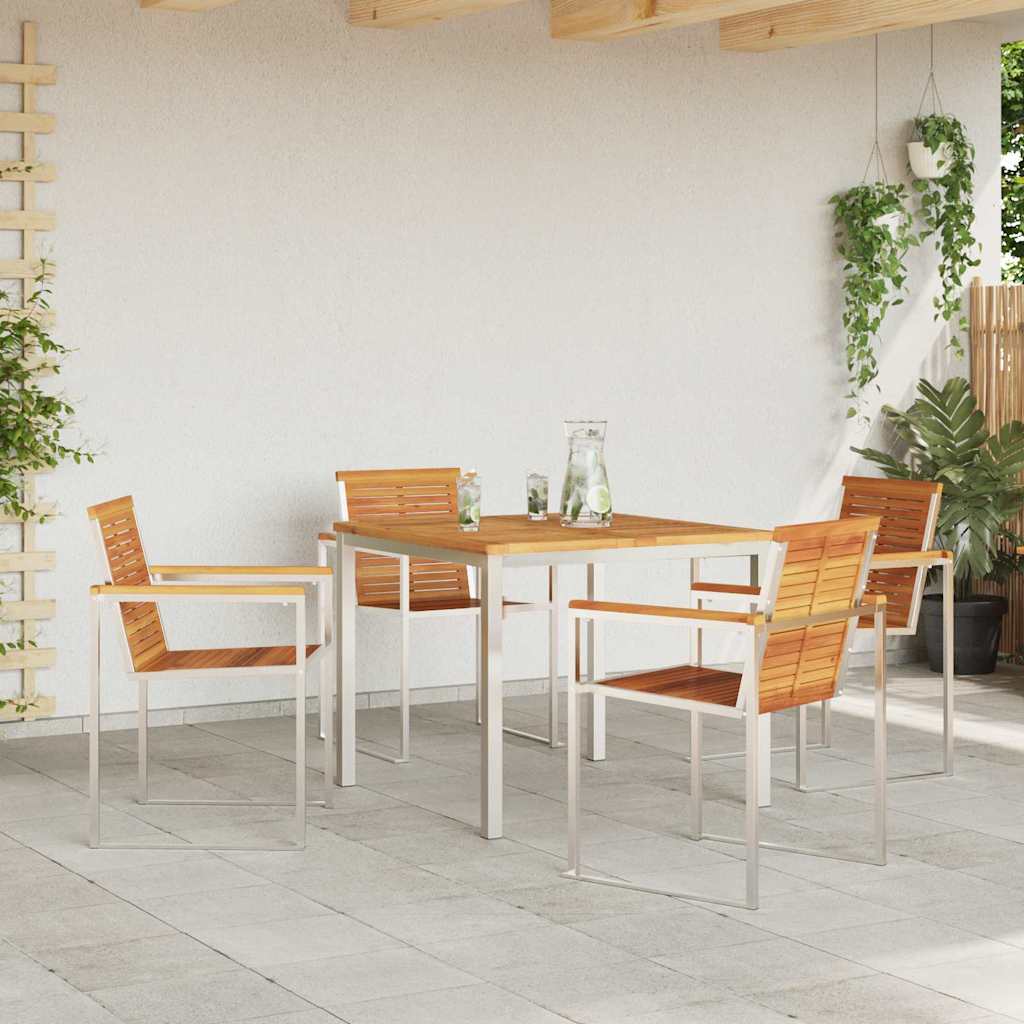 Garten Essgruppe 5 pcs Braun Massivholz Akazie
