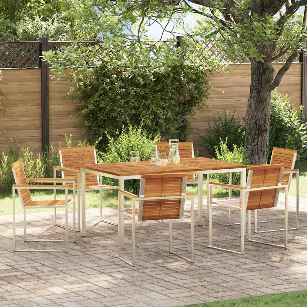 Garten Essgruppe 7 pcs Braun Massivholz Akazie