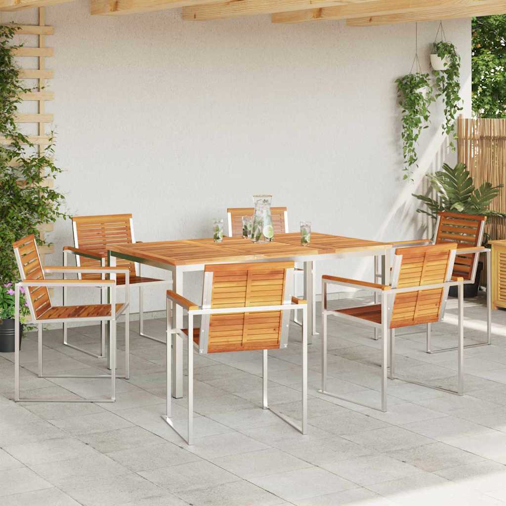 Garten Essgruppe 7 pcs Braun Massivholz Akazie