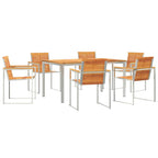 Garten Essgruppe 7 pcs Braun Massivholz Akazie