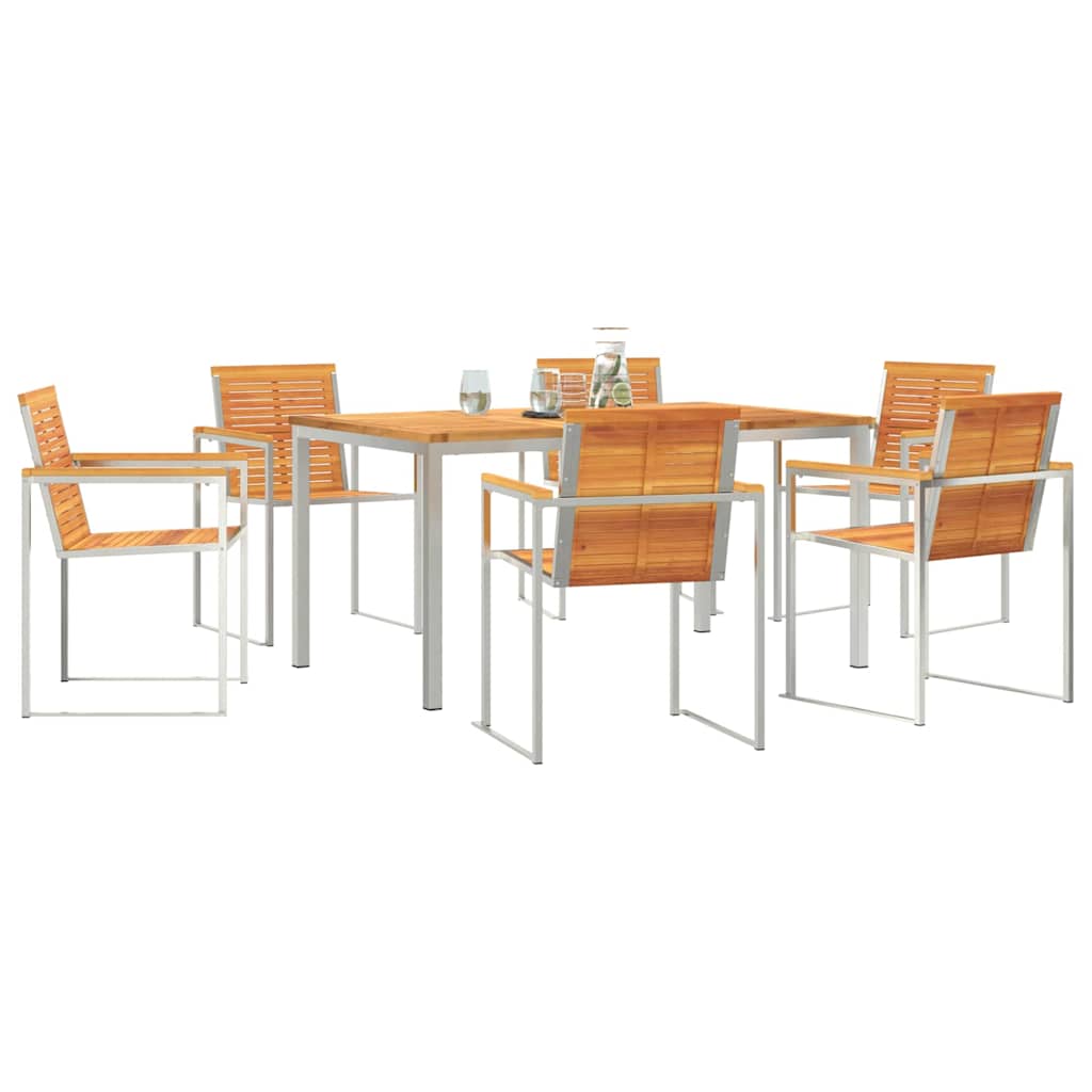Garten Essgruppe 7 pcs Braun Massivholz Akazie