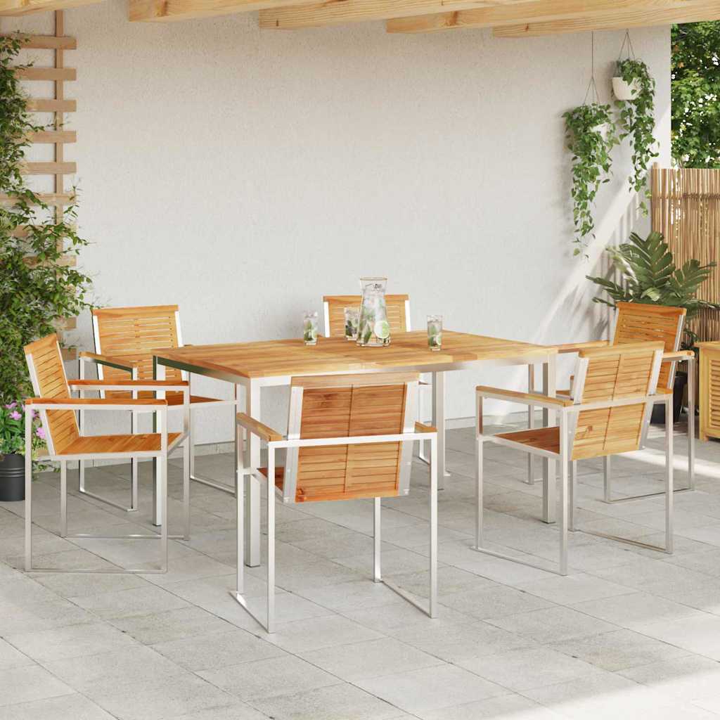 Garten Essgruppe 7 pcs Braun Massivholz Teak