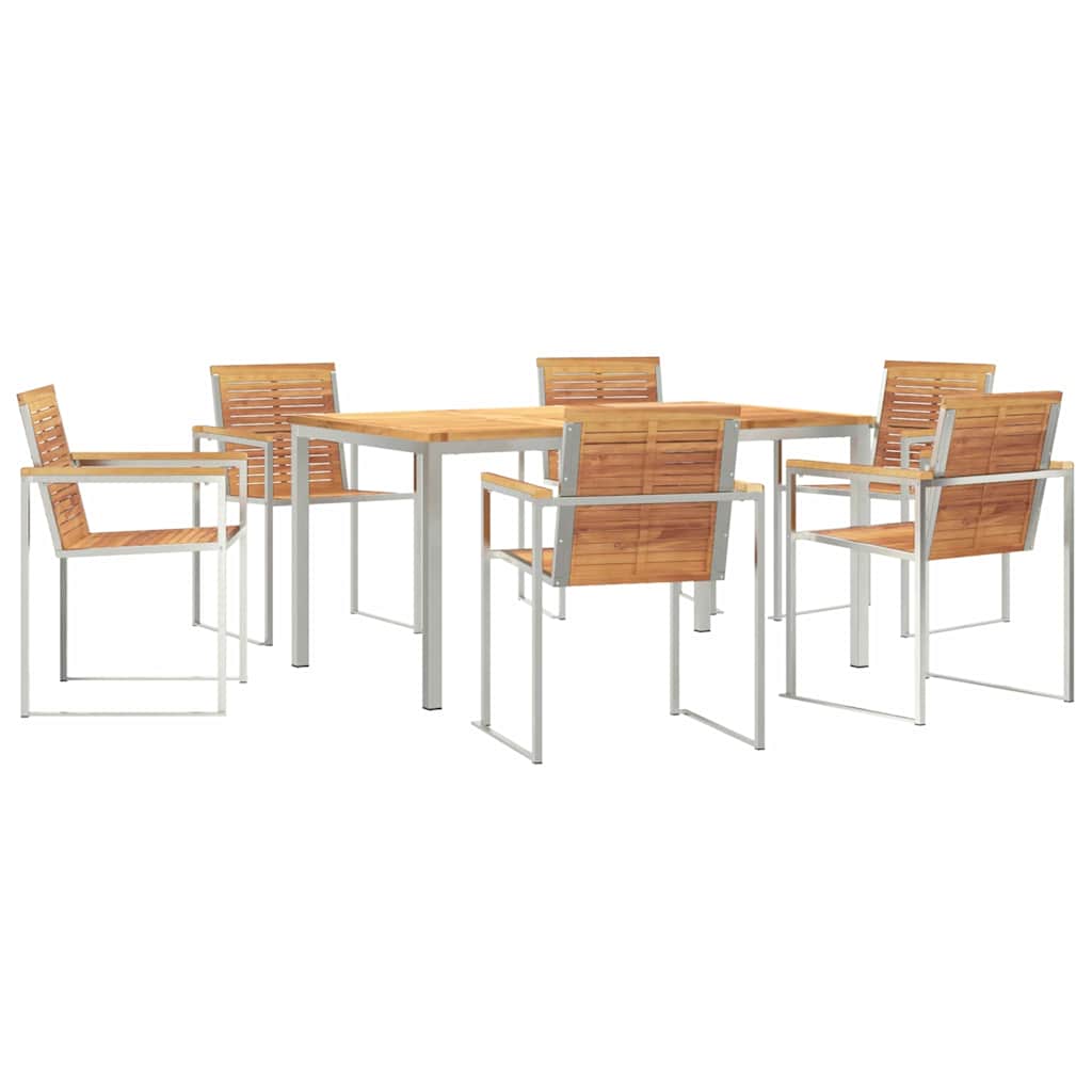 Garten Essgruppe 7 pcs Braun Massivholz Teak