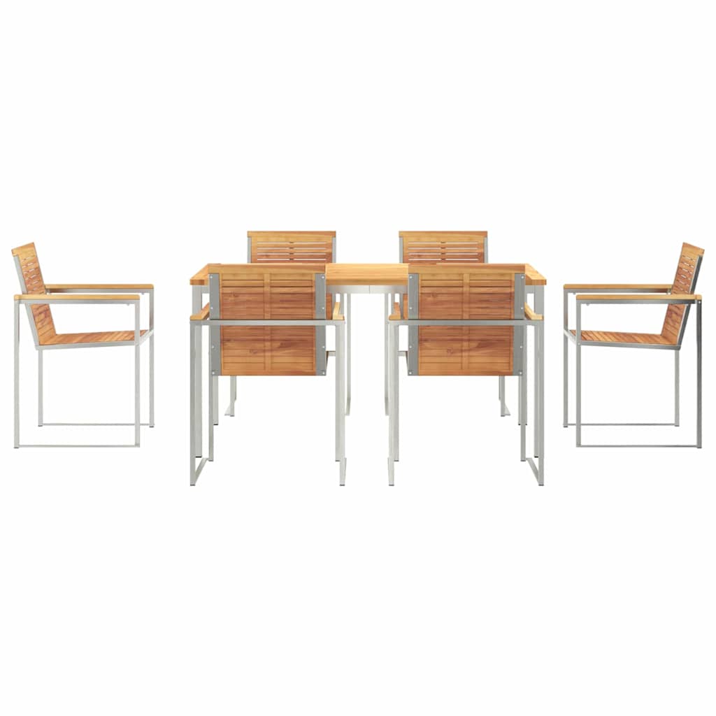 Garten Essgruppe 7 pcs Braun Massivholz Teak