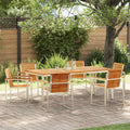 Garten Essgruppe 7 pcs Braun Massivholz Teak