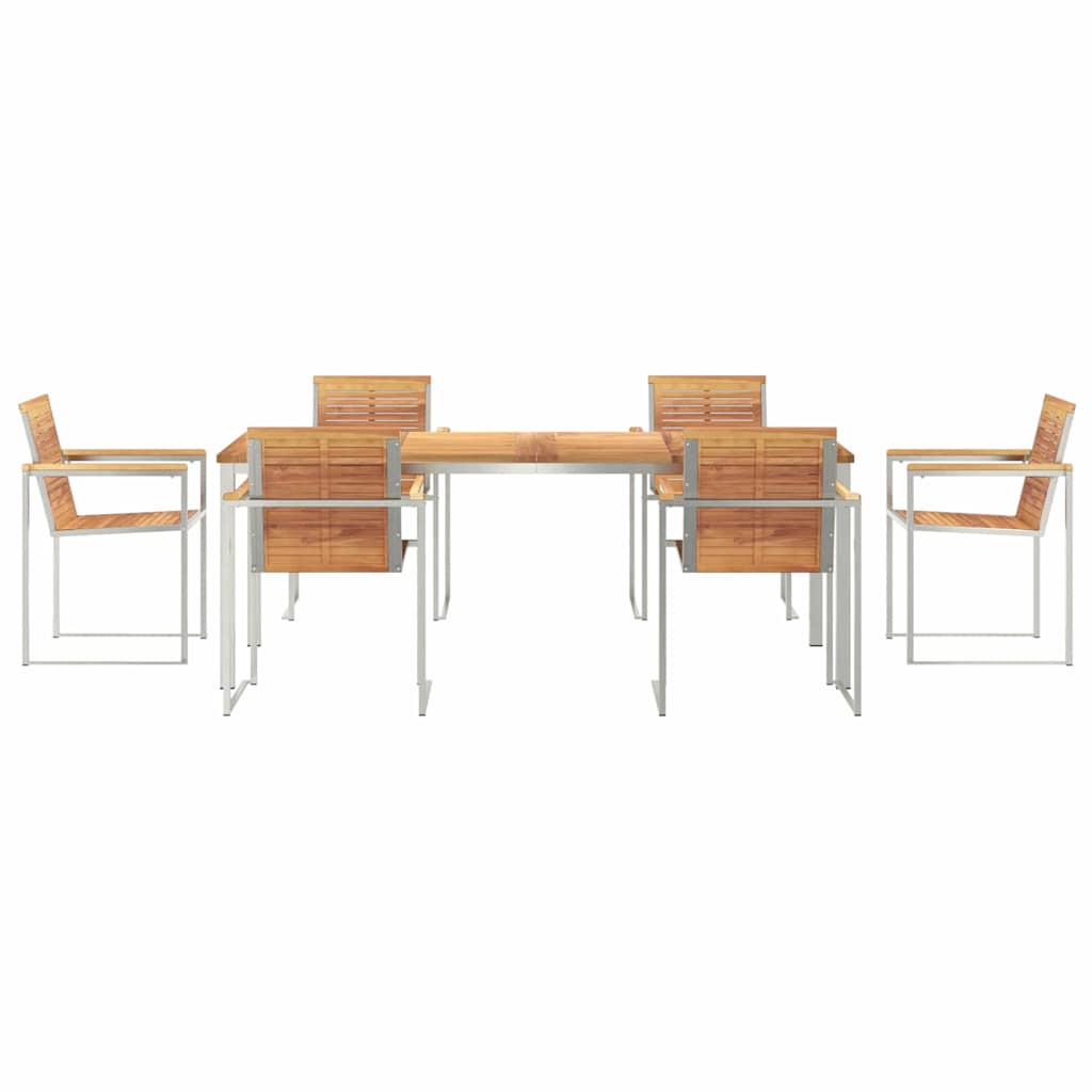 Garten Essgruppe 7 pcs Braun Massivholz Teak