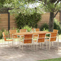 Garten Essgruppe 9 pcs Braun Massivholz Teak