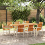 Garten Essgruppe 9 pcs Braun Massivholz Teak
