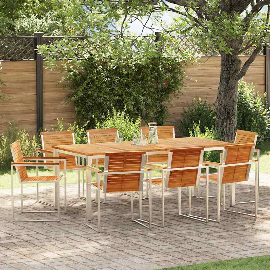Garten Essgruppe 9 pcs Braun Massivholz Teak