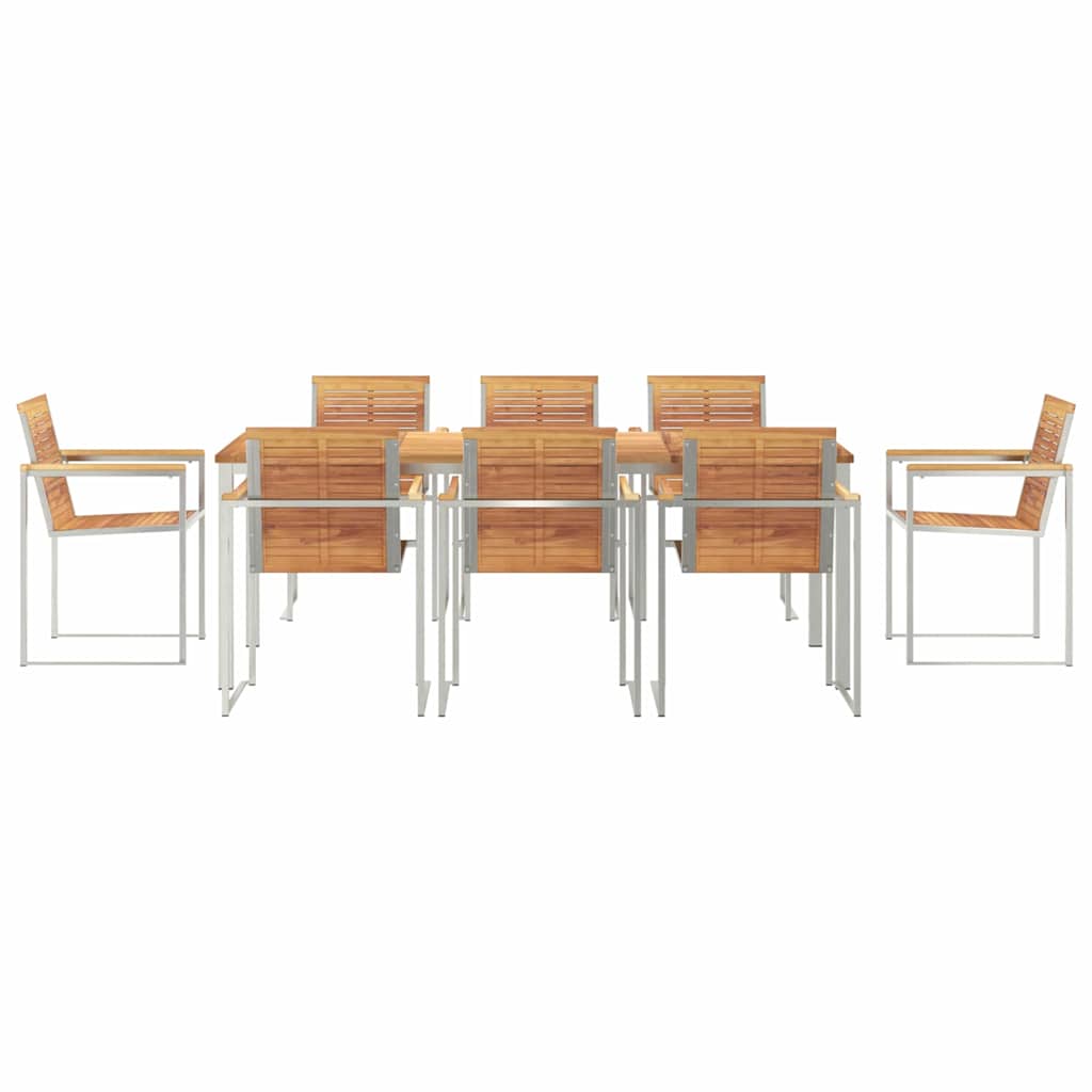 Garten Essgruppe 9 pcs Braun Massivholz Teak