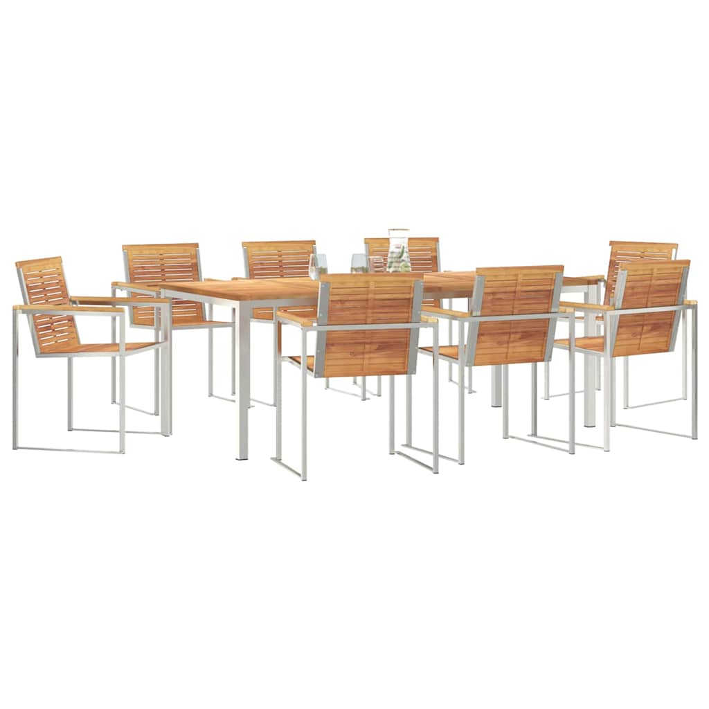Garten Essgruppe 9 pcs Braun Massivholz Teak