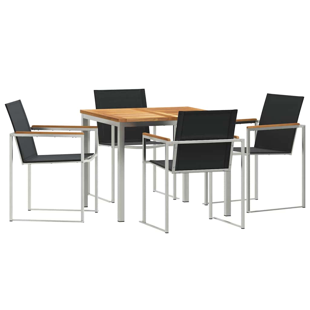 Garten Essgruppe 5 pcs Braun Massivholz Teak