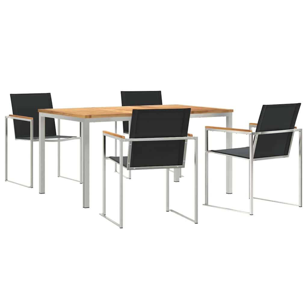 Garten Essgruppe 5 pcs Braun Massivholz Teak