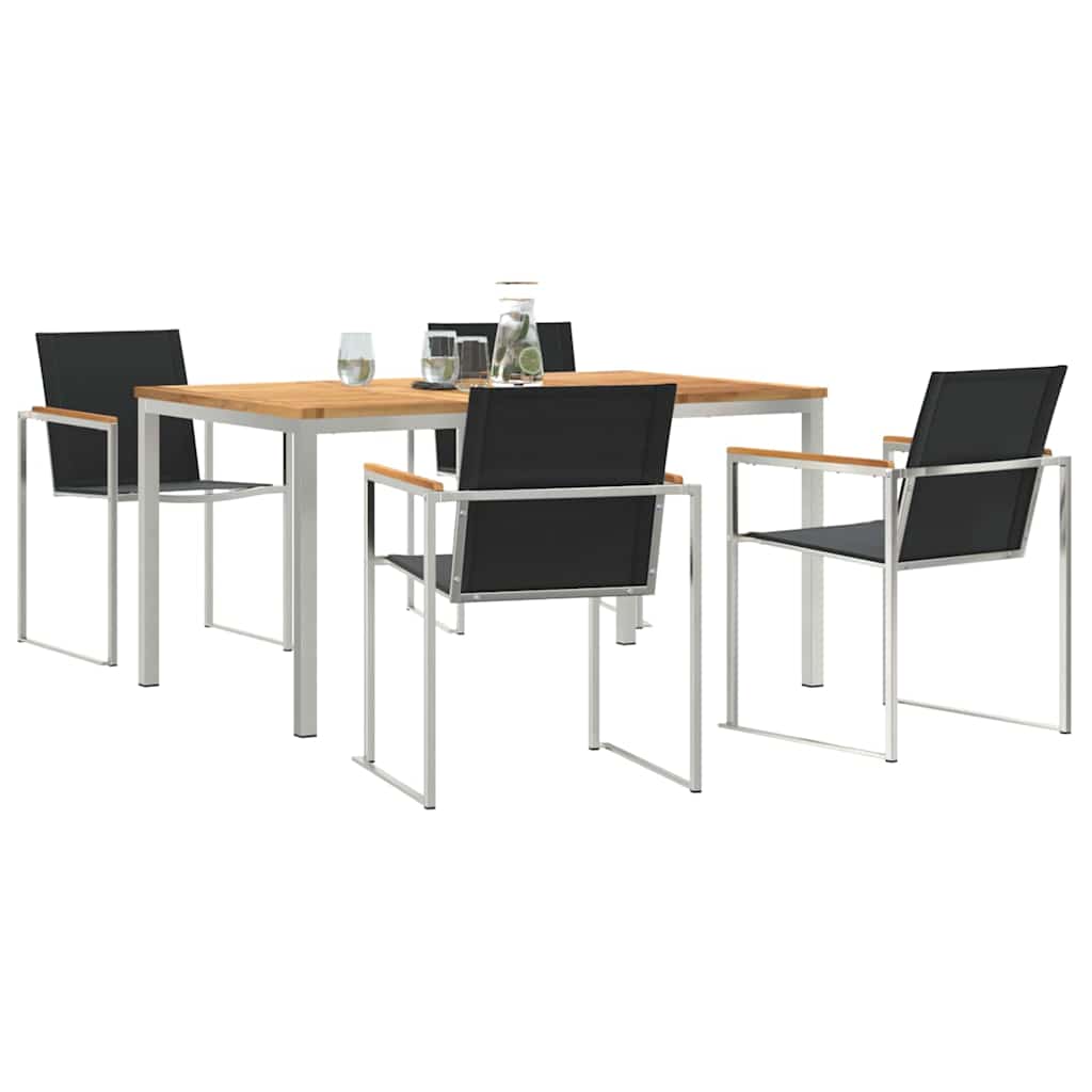 Garten Essgruppe 5 pcs Braun Massivholz Teak