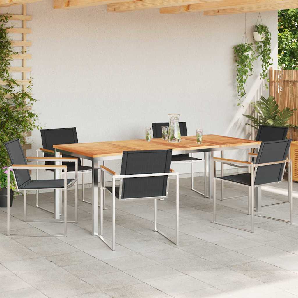 Garten Essgruppe 7 pcs Braun Massivholz Teak